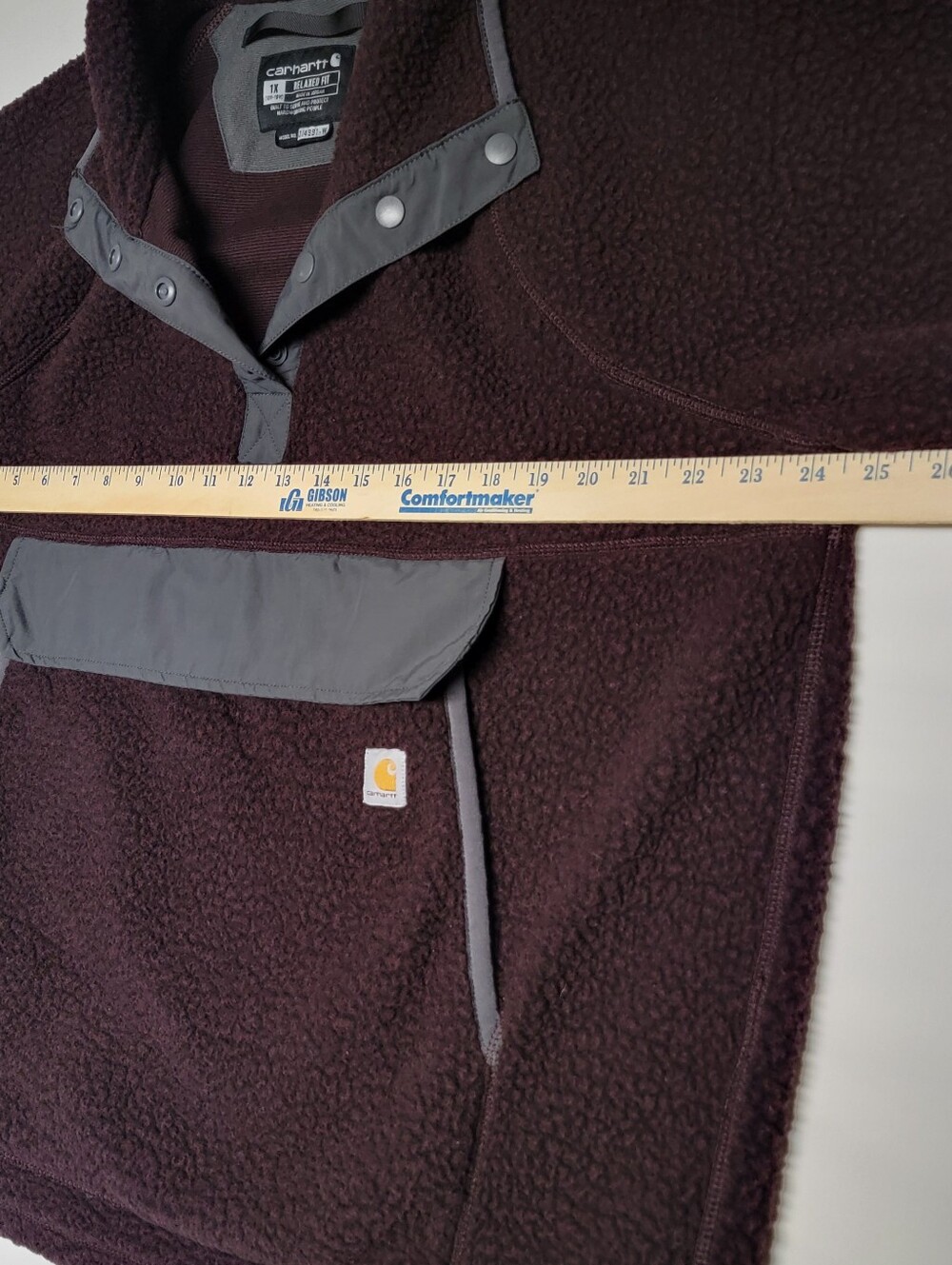 Carhartt Women’s Relaxed Fit Sherpa Quarter-Snap Fleece Pullover - Picture 11 of 12